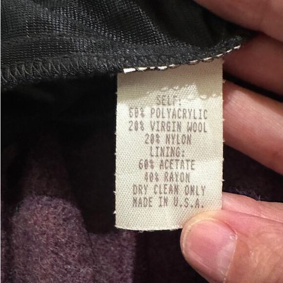 Nanette Lepore Virgin Wool Blend Purple Skirt Floral Crochet Hem Vintage, M - Picture 6 of 9